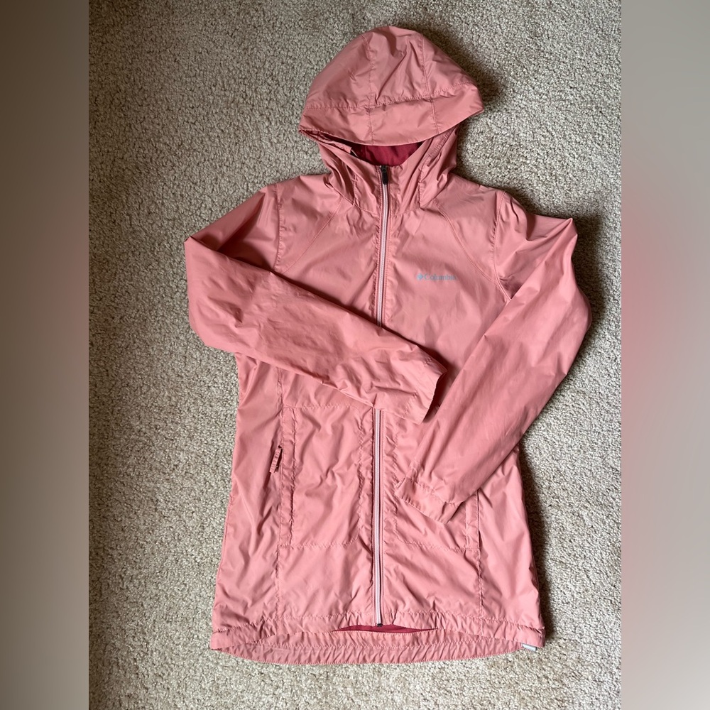 Like new - Columbia -Switchback Lined Long Rain Jacket - pink coral
